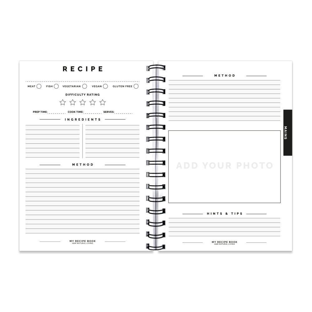 A&M Natural Living Recipe Book For Own Recipes Book