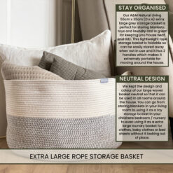 A&M Natural Living Woven Cotton Rope Basket Extra Large-01