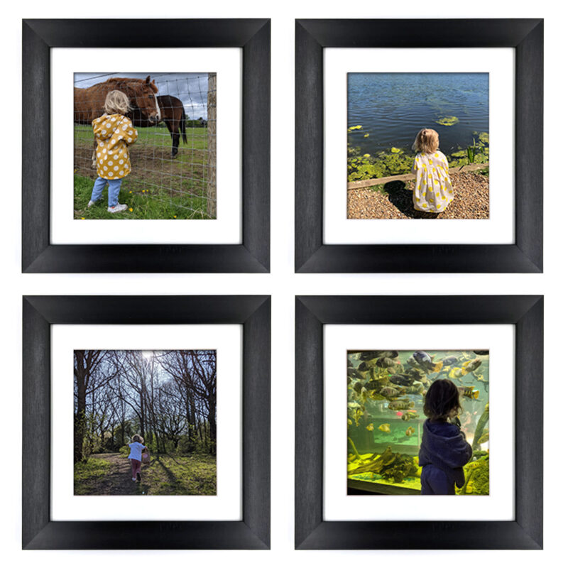 8x8 Black Square Photo Frame Set Of 4 With Mounts A&M Natural Living
