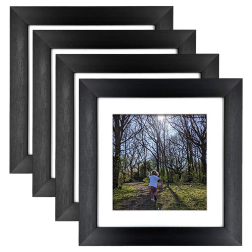 8x8 Black Square Photo Frame Set Of 4 With Mounts A&M Natural Living