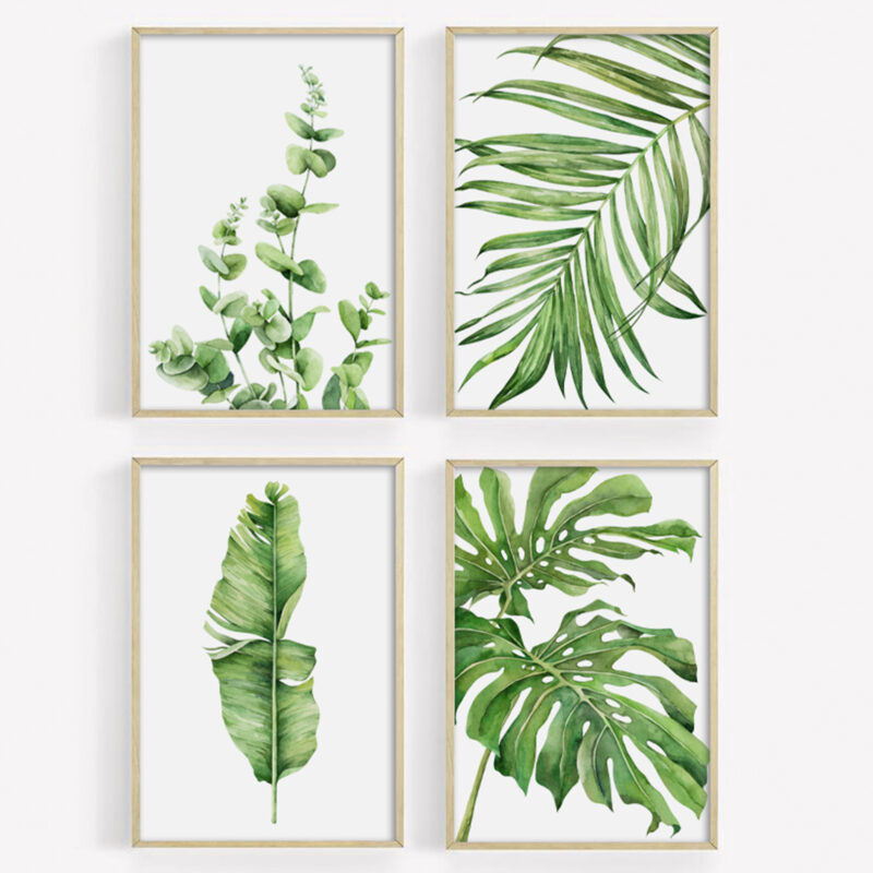 Botanical Prints Set of 4 - Botanical Wall Art - A&M Natural Living