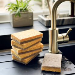 A&M Natural Living Eco Washing Up Dish Sponges Next To Sink - Yellow