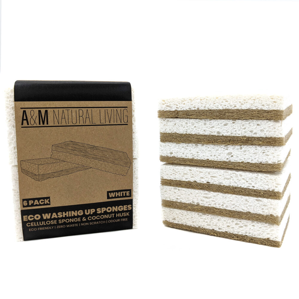 Eco Washing Up Sponges - A&M Natural Living Dish Sponges - White