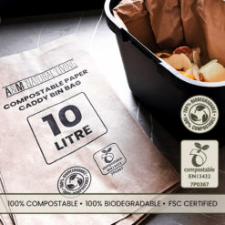 A&M Natural Living Eco Paper Compostable Biodegradable Caddy Bin Bags On Kitchen Side Details-01