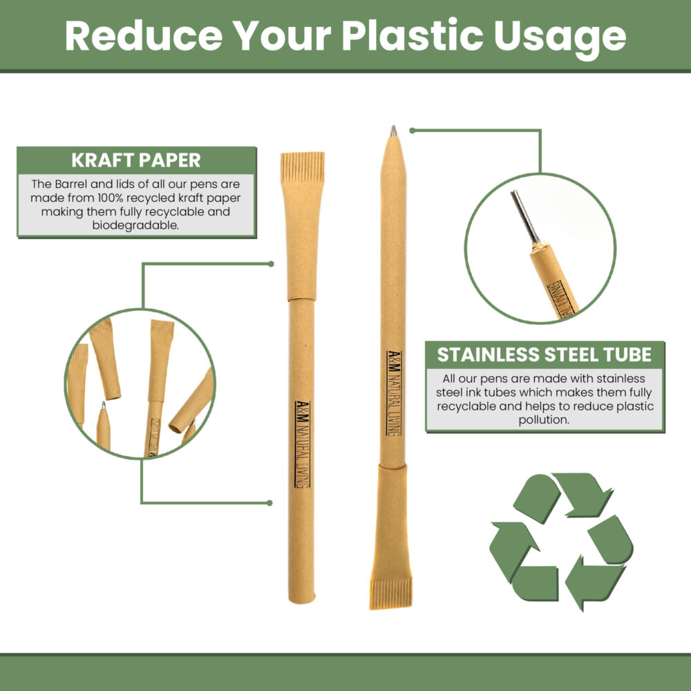 A&M Natural Living Eco Pens Pack Of 24 - Reduce your plastic usage