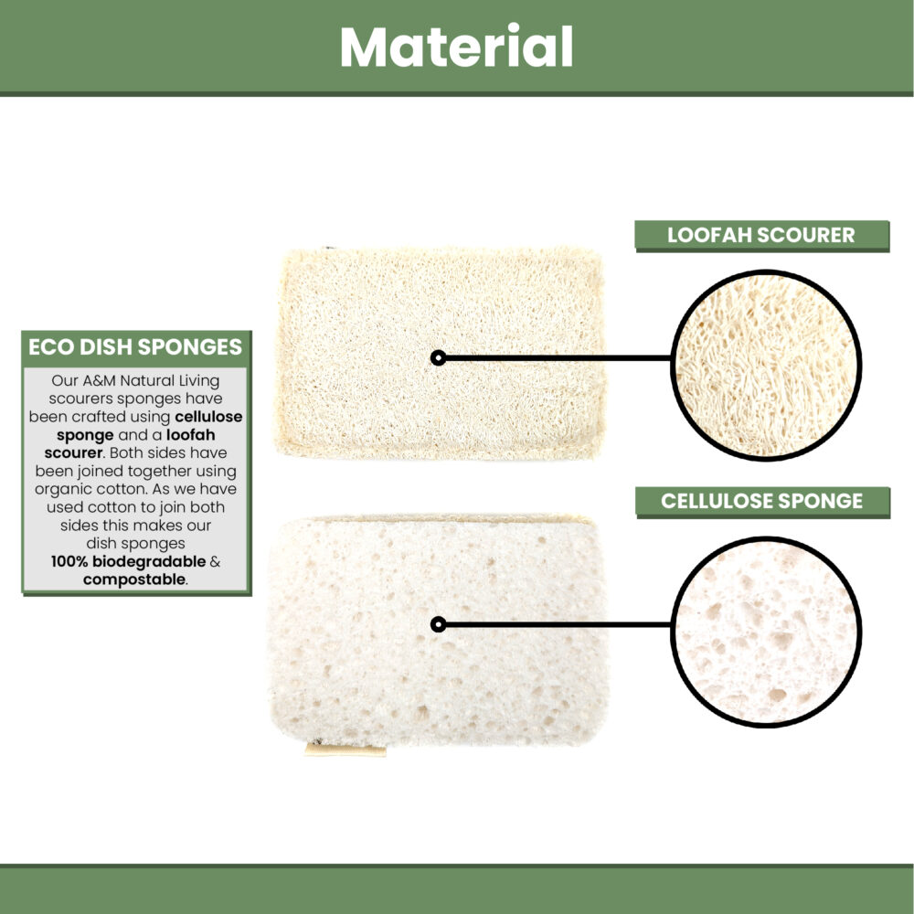 A&M Natural Living Loofah Scourers Sponges White Close Up Material