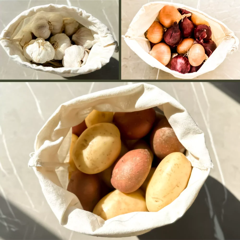 A&M Natural Living Potato Onion Garlic Food Storage Bag Set Info 4